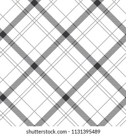 Seamless black and white diagonal textile plaid checked pattern vector