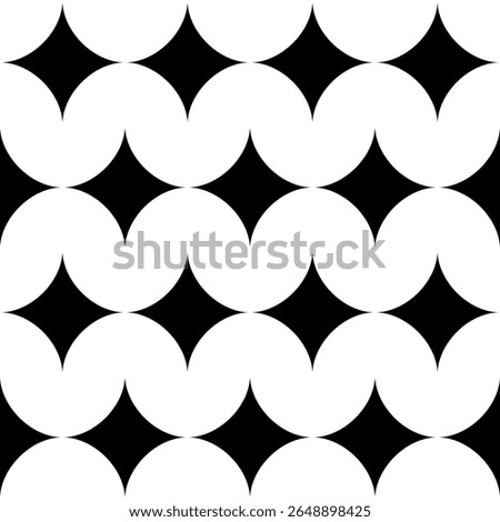 Seamless black and white diamond pattern with high-contrast symmetry, perfect for fashion design, interior decor, packaging, and bold digital backdrops
