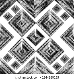 Seamless black and white diamonds  grid pattern for background, wallpaper, textured, clothing, wrapping, fabric, Batik, embroidery style, Vector illustration