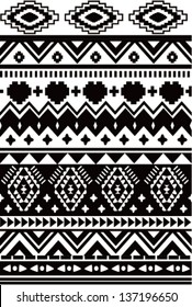 seamless black and white ethnic vector pattern background