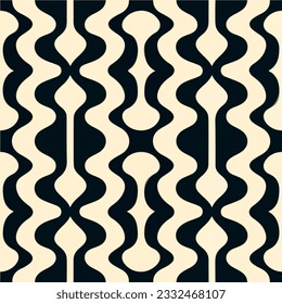Seamless black and white fabric pattern featuring wavy lines, creating a mesmerizing and repeating aizome inspired design.