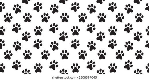 Seamless black and white falt dog paw pet lovers background or pattern design.