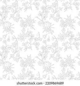 seamless black and white fantastic floral pattern