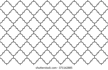 Seamless black and white flat outline moroccan pattern vector