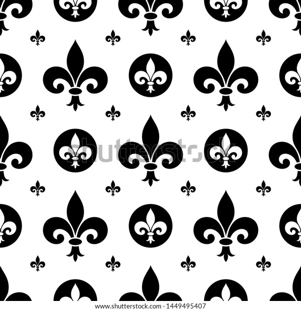 Seamless Black White Fleurdelis Symbols Vector Stock Vector (Royalty ...