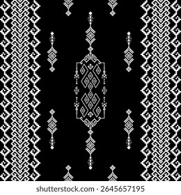 Seamless black and white floral lace pattern with vintage ornamental design