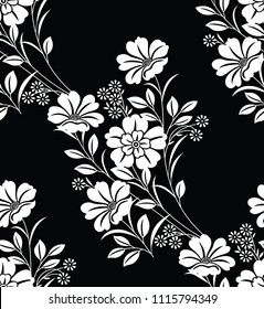 Nahtlose schwarz-weißes Blumenmuster