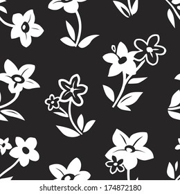 Seamless black and white floral pattern