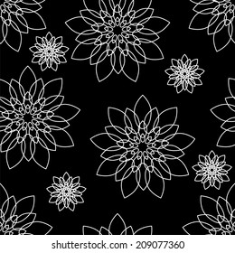 Seamless black and white floral pattern