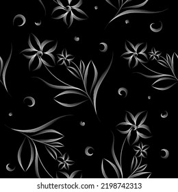 patrón floral blanco y negro impecable, fondo floral