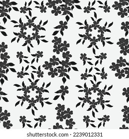 Patrón sin soldadura floral, blanco y negro. Ilustración dibujada a mano por vectores. Ideal para los textiles, el papel y la decoración de papel pintado. 
