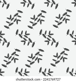 Patrón sin soldadura floral, blanco y negro. Ilustración dibujada a mano por vectores. 
