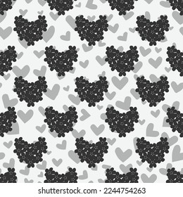 Patrón sin soldadura floral, blanco y negro. Ilustración dibujada a mano por vectores. 