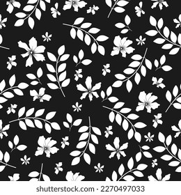 seamless black and white floral pattern vector image