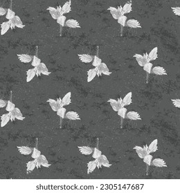 Seamless black and white Floral Pattern with Flowers,Leaves and Branches.Geometric With summer white,gray Flower leaves Vector Pattern with black texture background.pattern for season,textile.,