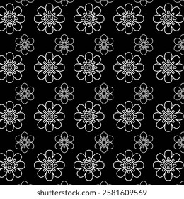 seamless black and white floral pattern design