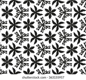Seamless black and white floral pattern. Vector illustration