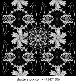 seamless black and white floral pattern. Vector