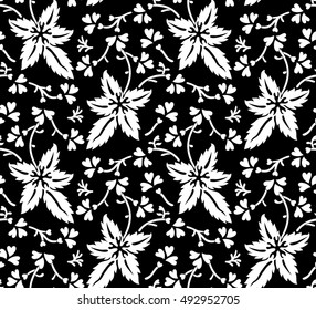 seamless black and white floral pattern