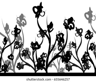 seamless black and white floral pattern