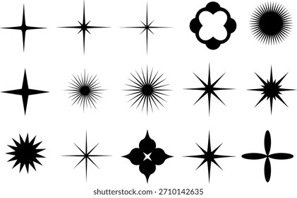 Seamless black and white floral vector pattern set with snowflake and star icons for winter holiday decoration design illustration
