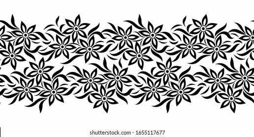 Borde floral blanco y negro sin inconvenientes