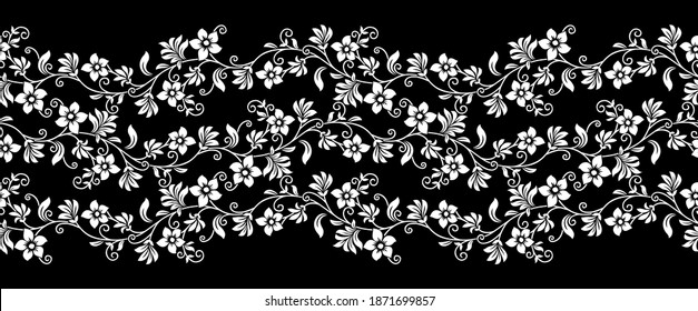 Diseño de borde floral blanco y negro sin igual