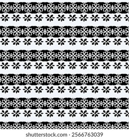 seamless black and white flower pattern