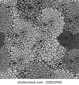 Seamless black and white flower pattern. Vector illustration for graphic design