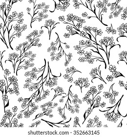 Seamless black and white flower pattern. Vector illustration for your graphic design.