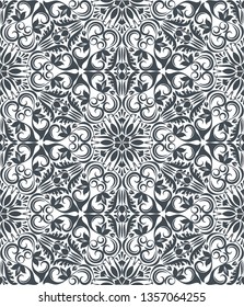 Patrón vectorial de flores blancas y negras sin foco. Papel de envolvimiento inoxidable, estampado de flores textil o de tapicería.