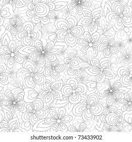 seamless black and white flowers background