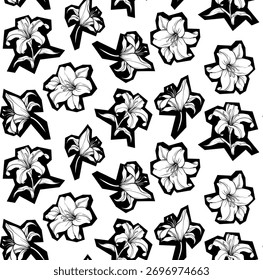 Patrón de flores blancas y negras sin costuras. Abstractas patrón floral.
