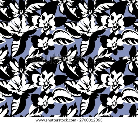 Seamless black and white flowers pattern. Abstract floral pattern.