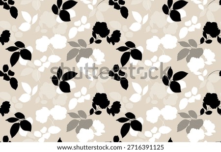 Seamless black and white flowers pattern. Abstract floral pattern.