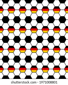 seamless black and white football or soccer ball background with german flag