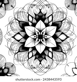 Seamless black and white fractal pattern, digital artwork for creative graphic design
