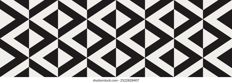 Seamless black and white geometric art deco pattern vector. Repeated and decorative design that can be used for packaging, decorating, interior design, wallpapers, banners, and more.