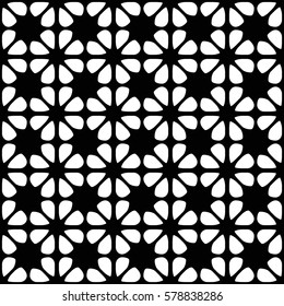 Fundo geométrico preto e branco contínuo com elementos florais, outdeco, corte a laser