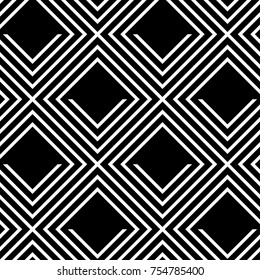 Seamless black and white geometric background. The texture of the stripes. Textile rapport.