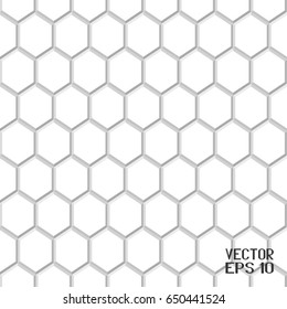 Seamless Black and White Geometric Cellular Pattern. Abstract Monochrome Grid of Hexagons. Graphic Style for Print. Vector Illustration