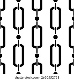 Seamless black and white geometric chain pattern. Vector Illustration.
