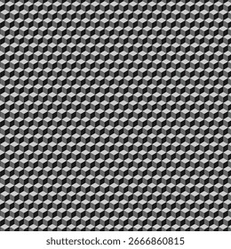 Seamless Black and White Geometric Cube Pattern Background, Modern Abstract Isometric 3D Cube Optical Illusion, Minimalist Monochrome Repeating Cube Tile Design, Dynamic Black, White, and Gray.