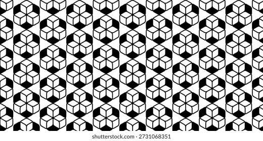 Fondo de patrón de cubo geométrico blanco y negro sin fisuras