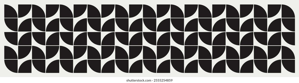 Seamless black and white geometric floral pattern. Repeated and decorative design that can be used for packaging, decorating, interior design, wallpapers, banners, and more.