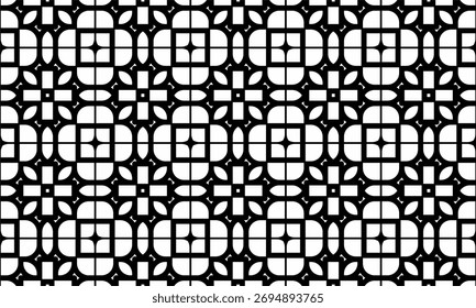 Seamless black and white geometric grid pattern