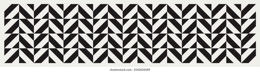 Seamless black and white geometric herringbone pattern. Repeated and decorative design that can be used for packaging, decorating, interior design, wallpapers, banners, and more.