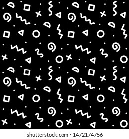 Seamless black and white geometric pattern. Fashion 80-90s. Hipster Memphis style.
