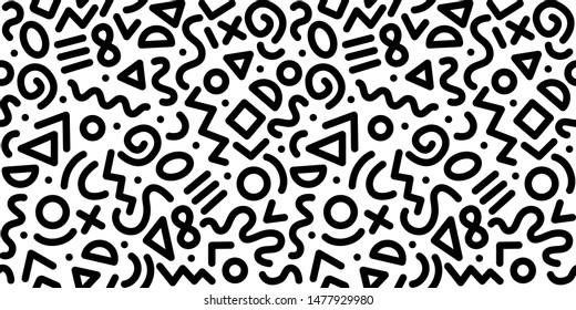 Seamless black and white geometric pattern. Fashion 80-90s. Hipster Memphis style.