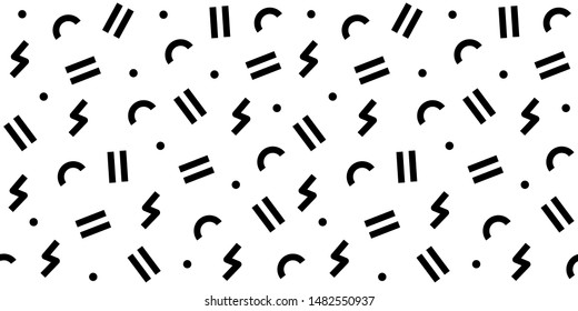 Seamless black and white geometric pattern. Fashion 80-90s. Hipster Memphis style.